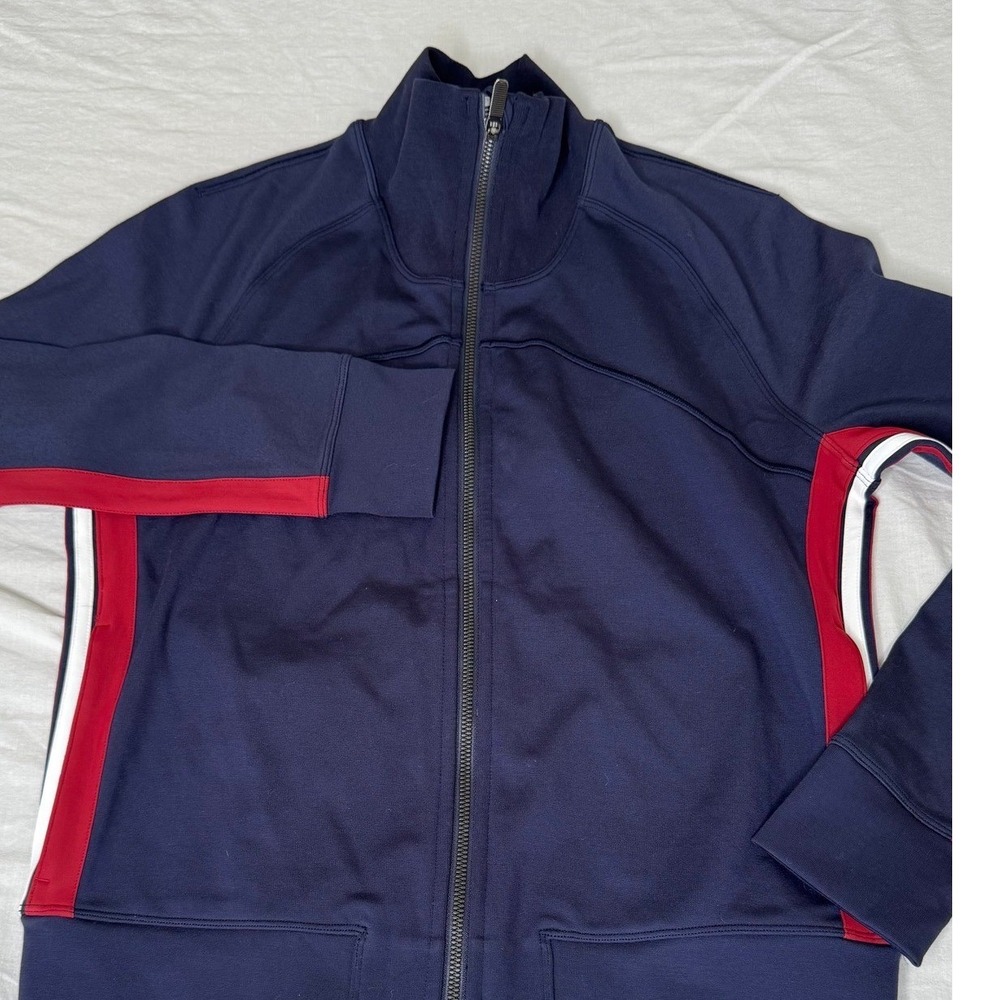 Lululemon Womens Size 6 Navy Red White Track Jacket Full Zip Y2K Vintage Stripe